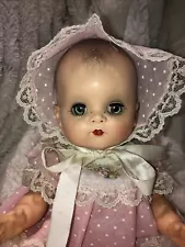 Vintage IDEAL 12” Betsy Wetsy Baby Girl Doll, Sleep Eyes, Dress & Bonnet