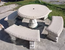 Picnic/Patio Table Concrete With Cast Designs