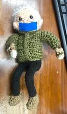 Handmade 100%. Crochet Bernie Sanders Doll 10” Long Wearing Face Mask