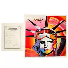 PETER MAX - Original Acrylic Art - Hand Painted And Signed - 17 x 17” With COA.