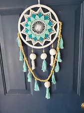 Dream Catcher Handmade Feathers Beads Yarn Balls Crochet Wall Hanging