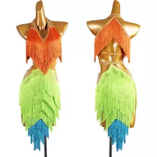 Latin Tassels Rumba Competition Performance Dance Dress Paso Doble Custom Made