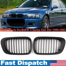 For 1999-2003 BMW 3Series E46 M3 Coupe 2DR Matte Black Front Grille Kidney Grill (For: 2003 BMW M3)