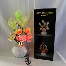 Vtg Fiber Optic Pink Flower Lamp Light Color Changing Bouquet 17” Roses Lily 80s