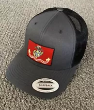 US Marines Flag USMC Hat SnapBack Trucker Mesh Cap Handcrafted in Florida!