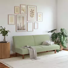 66.5" Sage Green Armless Futon Couch Sofa Bed Modern Wood Frame Clearance Sale