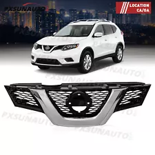 For 2014 2015 2016 Nissan Rogue Front Bumper Upper Grille Black & Chrome Grill