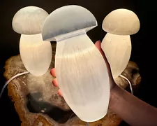 Selenite Mushroom Lamp, LARGE Natural Selenite Crystal Lamps (Selenite Lamp)