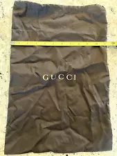 Gucci Dust Cover, Storage Bag, Purse Holder, Drawstring Dust Bag, Brown 17 x 11"