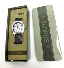 Benrus Watch w/ Date Indicator 100ft water resistant Quartz New In Box Military