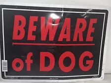 "BEWARE OF DOG" WARNING SIGN METAL LIGHTWEIGHT ALUMINUM BLACK USED