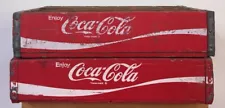 Pair Vintage Wooden Coke Crates Coca Cola Soda Wood Divided Boxes Mid Century