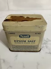 Vintage Empty Rexall Epsom Salt 4oz Advertising Tin w/Lid