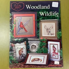 Woodland Wildlife vtg cross stitch pattern booklet Chipmunk Deer Cardinal Fox