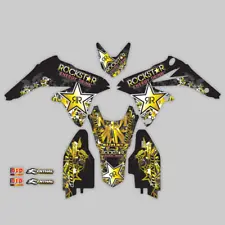 2008 - 2019 SUZUKI DRZ 70 DRZ70 GRAPHICS KIT ROCKSTAR : BLACK / GOLD DECALS