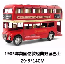 Red London Classic Double Decker Bus Model Diecast Metal Desk Decor Toy Gift