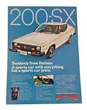 1977 DATSUN 200-SX 5-SPEED ORIGINAL COLOR PRINT AD FREE SHIPPING 2-LITER OHC ENG