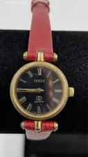 Vintage Gucci Black/Gold Stripe, Red Band Wristwatch