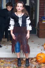 Child Sz M 8/10 Vtg Gypsy Rose Pirate Dress Witch Bellatrix Lestrange Costume