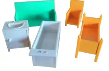 5 PC IKEA Dollhouse Furniture Bathtub Sink Couch Bed Chair Barbie Doll Sturdy