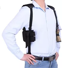 Shoulder Holster for Adjustable Horizontal Pistol Holster &Double Magazine Pouch