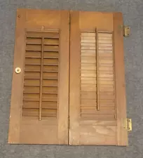 19" T x 15" W Vintage Colonial Wood Interior Louver Plantation Window Shutters