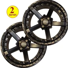 TWO 15" aluminum DOT Golf Cart WHEEL RIMs 15x7 4/4 3+4 Envy 5spoke Matt Black