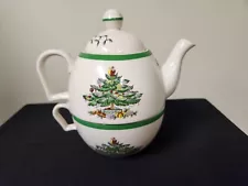 Spode Christmas Tree Tea for One 3 Piece Teapot with Lid