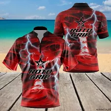 Sale Roto.Grip Electrical Tornado Red Zip Bowling Jersey For Men Full Size S-5XL