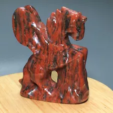 2.3" Natural Crystal.red jasper.Hand-carved.Exquisite unicorn.statues.gift A329