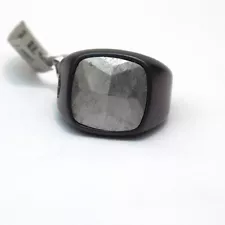 New DAVID YURMAN Men's Faceted Cushion Signet Ring in Meteorite & Titanium 10