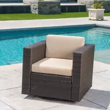 Venice Outdoor Wicker Swivel Club Chair with Water Resistant Cushions