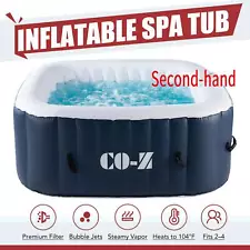 Secondhand 4-Person Inflatable Hot Tub Spa w 120 Jets and Air Pump for Backyard