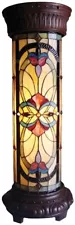 Stained Glass Pedestal Floor Lamp Night Light Tiffany Style Victorian Design