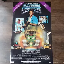 1986 MAXIMUM OVERDRIVE ORIGINAL MOVIE VIDEO POSTER 26X40 STEPHEN KING ROLLED