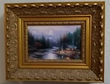 Thomas Kinkade "End of a Perfect Day" Canvas Print in Gold Frame.