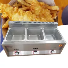 18L Stainless Steel Commercial Countertop 3 Gas Fryer Deep Fryer Propane(LPG) NG