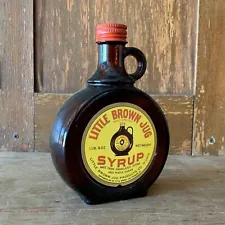 Vintage Original 1920s LITTLE BROWN JUG Maple Syrup Glass EMBOSSED Bottle NOS