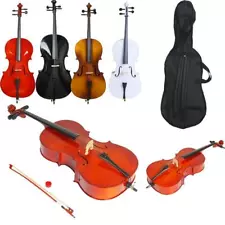 Cello 1/2 3/4 4/4 Bass Wood for School Band Matte +Case+Bag+Bow+Rosin+Bridge