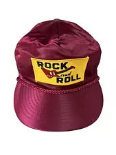 Vintage ROCK and ROLL Nylon Zipback Hat, Satin Cap w/ Rope & Patch - OTTO