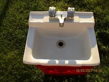 VINTAGE ANTIQUE PORCELAIN WHITE 15 X 12 BATHROOM SINK CAN SHIP