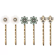 6 Pack Vintage Bobby Pin Hairpin Rhinestone Jeweled Elegant Unique For Hair DIY