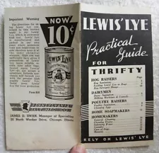 Vintage Lewis Lye Use for Farm-Hogs, Dairy, Poultry, Soap Making, Home Guide