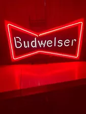 Vintage Early BUDWEISER Bowtie Beer Neon Sign 29" | TESTED & WORKING!