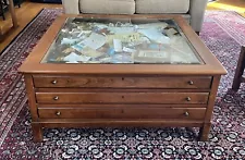 Bob Timberlake Lexington Solid Cherry 40" Square Glass Top Coffee Table 3 Draws