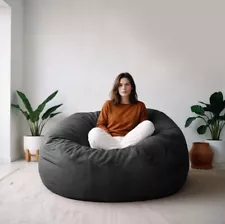 4FT Black Giant Fur Bean Bag Chair, Memory Foam Soft Fluffy Bean Bag Chair