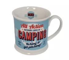 History Heraldry Porcelain Mug Camping 10oz Diner Style Blue Retro Outdoor Lover