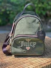 NWT Juicy Couture Super Green Chocolate Velour Heritage Backpack* Free Shipping*