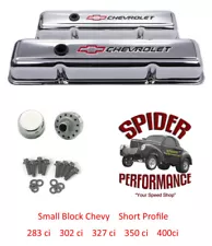 1960-1979 Corvette valve cover kit BOWTIE CHROME short low profile