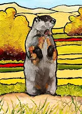 Private Sale, 5x7 original oil painting of a Ground Hog by Ty Livingston.